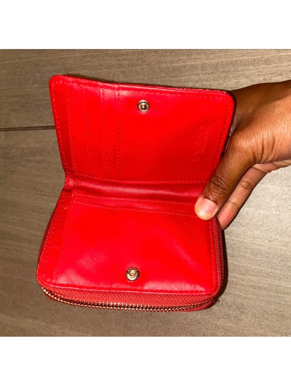 BEBE Red Leather Women’s Wallet with Gold Logo
